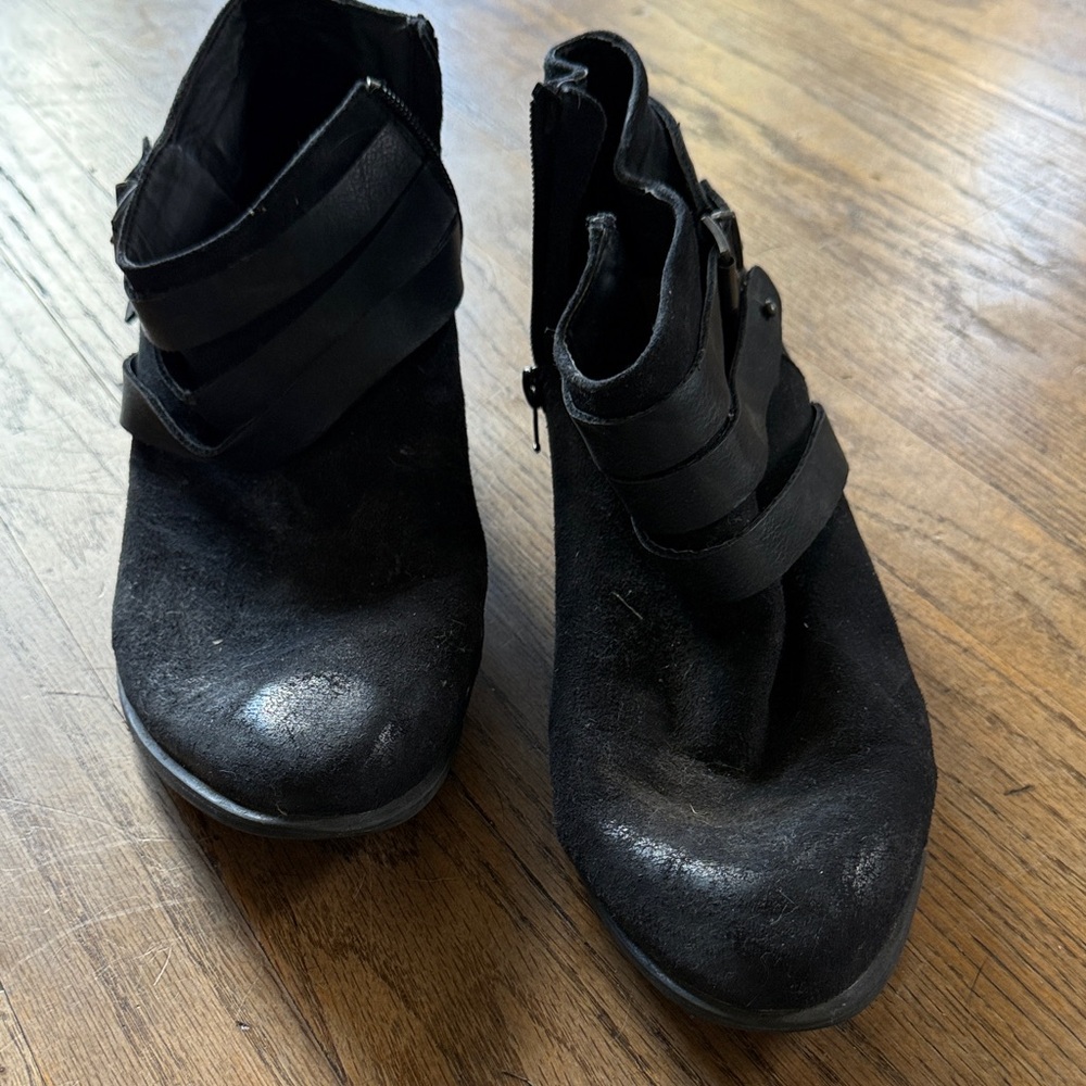 JustFab Black Ankle Booties with Buckle Detail